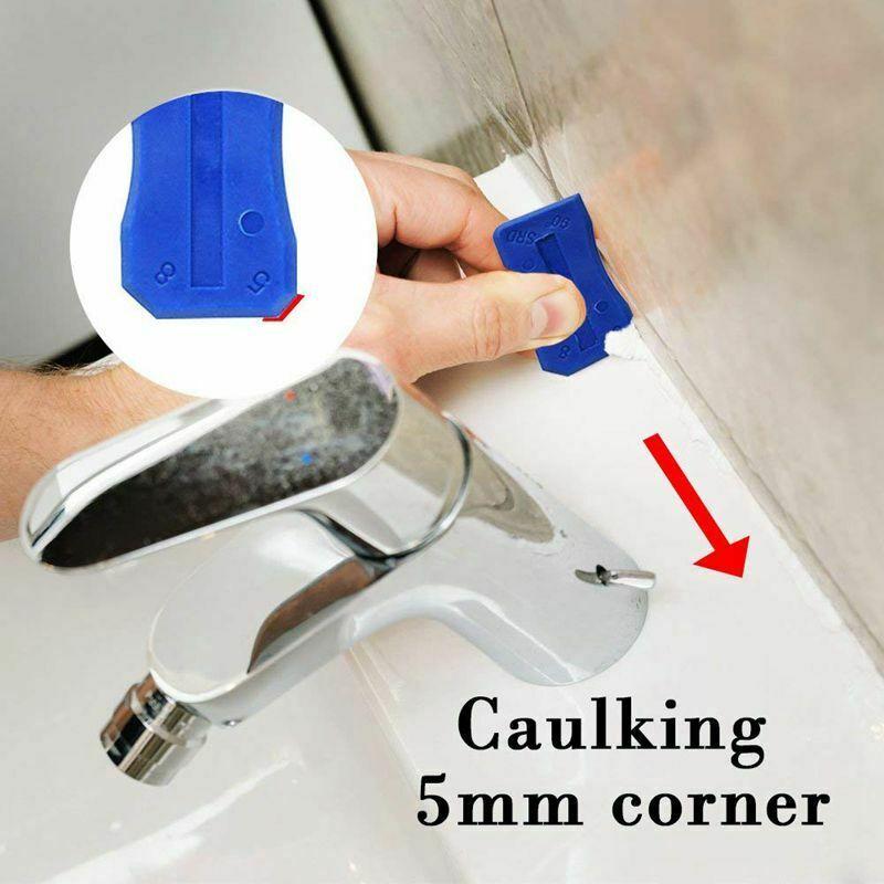 3 in 1 Silicone Caulking Tools（Stainless Steelhead）, Sealant Finishing Tool Grout Scraper, Reuse and Replace 5 Silicone Pads, Great Tools for Kitchen Bathroom Window, Sink Joint