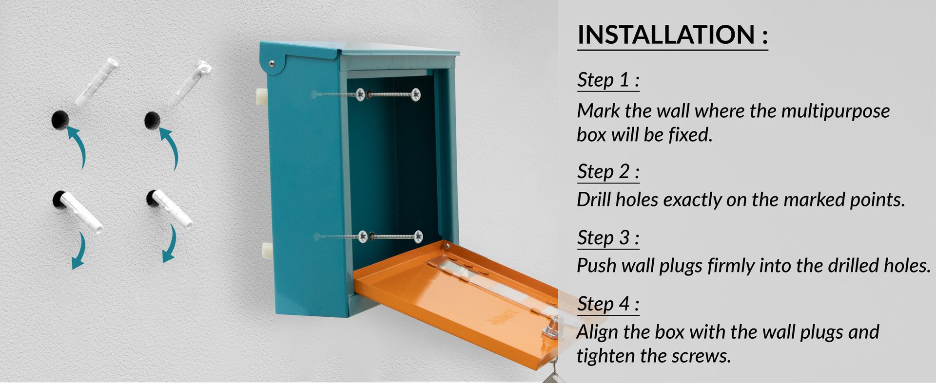 Plantex GI Steel Letter Box/Complaint Box/Small Suggestion Box for Office/Post Box for Home/Wall Mount Mail Box - (Green & Orange)