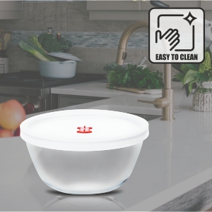 SIGNORA WARE Borosilicate Glass Mixing Bowl with Lid & Steam Release Knob, Clear, 500ml, Microwave Safe, Heat Resistant, Direct Fridge to Oven, Ideal for Storing, Reheating, and Serving