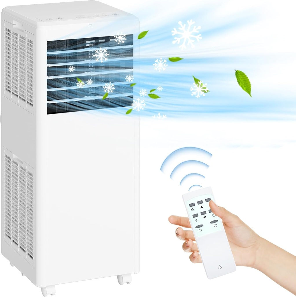 Portable Air Conditioner, 8,000 BTU Freestanding Air Conditioners with Remote Control, Low Noise Portable AC Unit, 24Hrs Timer for Bedroom/Dorms/Indoor Rooms