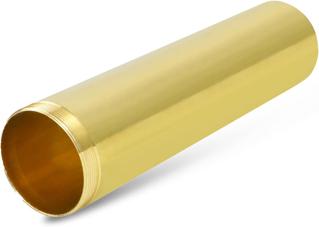 Highcraft 1-1/4” x 6” Threaded Tube 17-Gauge Brass Tube for Bathroom Sink, Kitchen Sink, Utility Sink Tubular Drain Applications