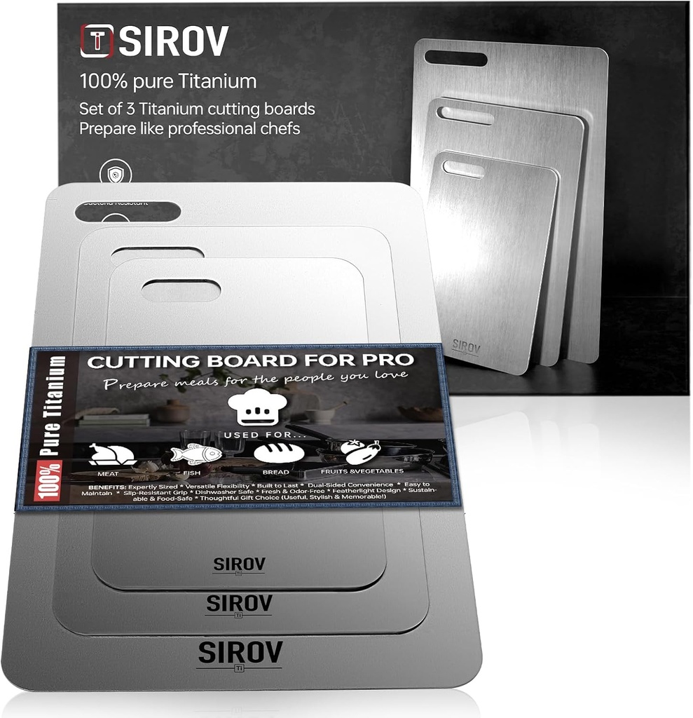 Titanium Cutting Board,Premium Titanium Cutting Board Set of 3, Pure Kitchen Chopping Boards, Dishwasher Safe for Meat, Fruit, and Vegetables (3PCS)