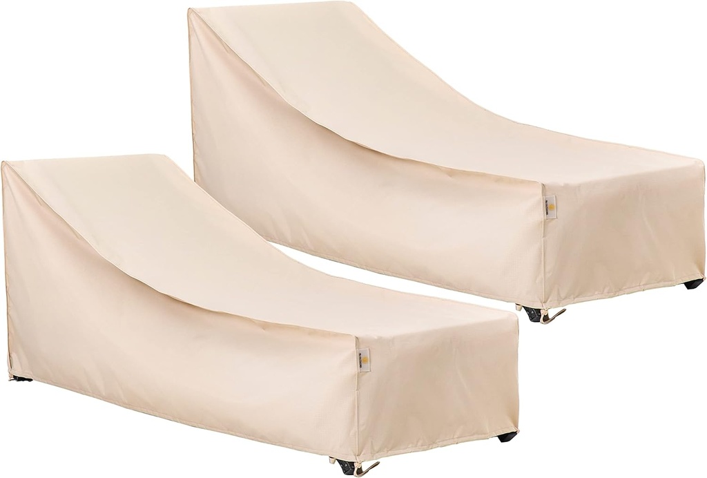F&J Outdoors Waterproof UV Resistant Heavy Duty Patio Chaise Lounge Chair Cover, 2Pack, 79"Lx30"Wx30"H, Beige