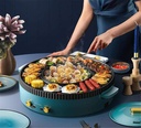 Electric Grill Indoor 2 in 1 Electric Smokeless Grill and Hot Pot Electric Hot Pot Grill 110V Split Easy Cleaning Dual Temperature Control