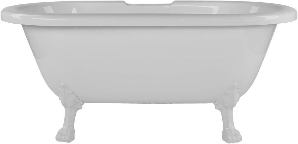Vintage Tub & Bath Juniper 60 Inch Acrylic Double Ended Clawfoot Tub - Rim Faucet Drillings - Lion Paw Feet