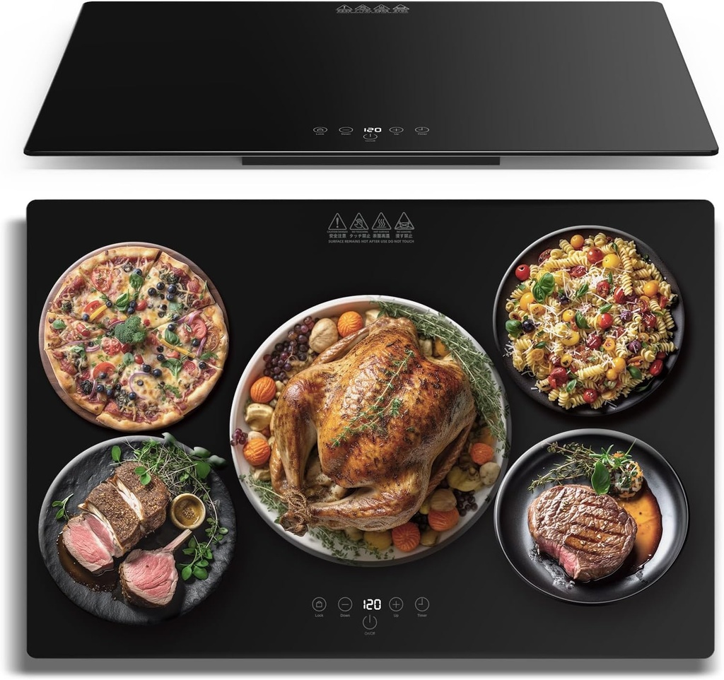 Electric Warming Tray for Food, Large Food Warmer with 9 Temperature Settings & 6H Timer, Ultra Slim Full Surface Heating Mat, Electric Heating Tray 23.6"x15.7" for Buffets, Parties, Dinners