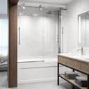 VIGO Elan 56 to 60 in. W x 66 in. H Sliding Frameless Tub Door in Stainless Steel with 3/8 in. ProtecGlass-VG6041STLM6066