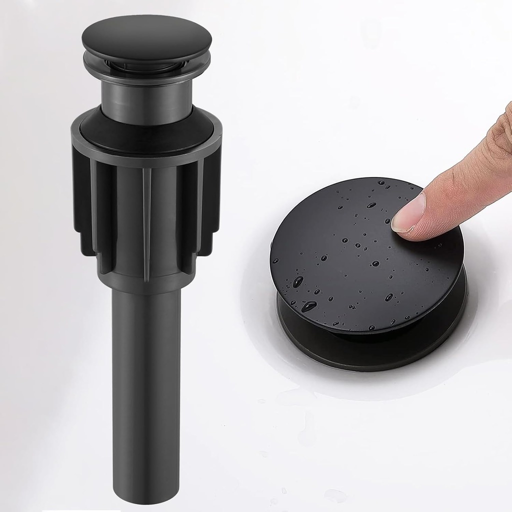 Pop Up Sink Drain without Overflow for Bathroom Vessel Sink ABS Matte Black Bathroom Sink Drain Anti-Clogging Strainer for Vessel Sink Lavatory Vanity Sink