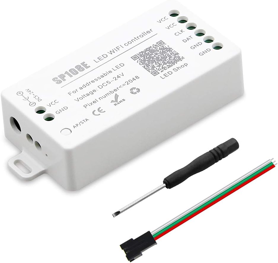 ALITOVE WS2812B WS2811 WS2801 LED WiFi Controller, iOS Android App Wireless Remote Control DC 5V~24V SP108E for SK6812 SK6812-RGBW WS2812 WS2813 WS2815 AL2815 RGB Halloween Christmas LED Pixels Strip