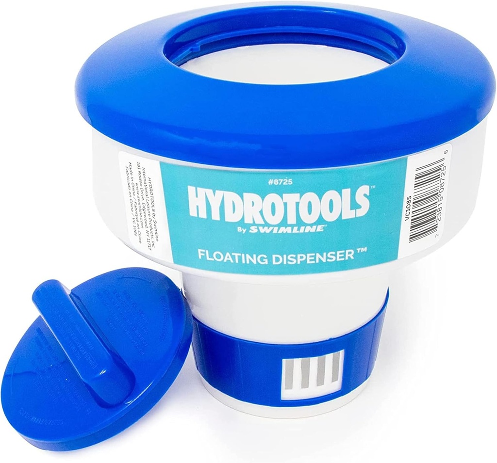 HYDROTOOLS BY SWIMLINE 8725 Large Capacity Pool & Spa Chemical Dispenser | Compatible With Bromine & Chlorine Supports 1-3’’ Tablets | Adjustable Control Ring For Customizable Flow Rate