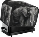 Black And White Elephant Image 2 Slice Toaster Covers Bread Machine Cover Quilted Dustproof Fingerprint Protectors Small Washable Appliance Cover Bread Maker Dust Protection Universal Size