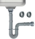 1-1/2 Inch Flexible Sink Drain Pipe, Scalable 13-33.5 Inch P Trap Pipe, Kitchen Sink Drain Kit，Bathroom Sink Drain, Contains 1-1/4 Inch Adapter (Gray)