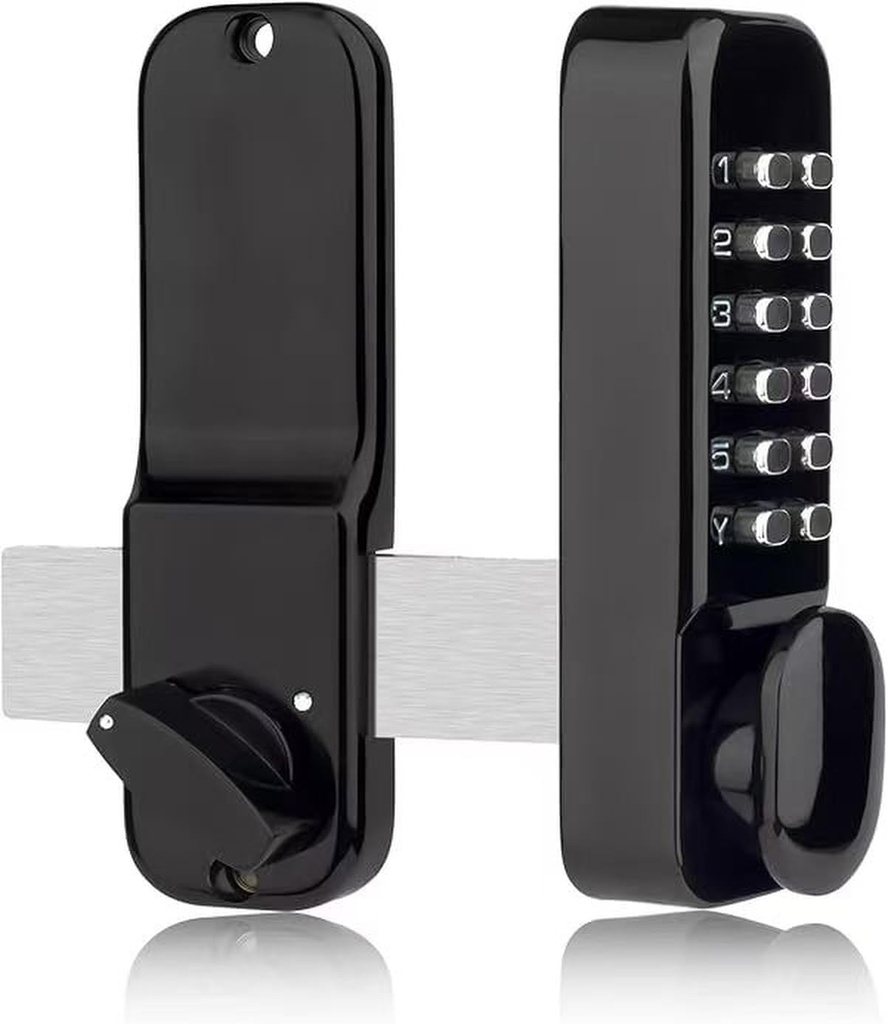 Keyless Entry Door Lock, Keypad Deadbolt, Mechanical Combination Doors Lock, Passcode Code Gate Lock with Handle Set, Black