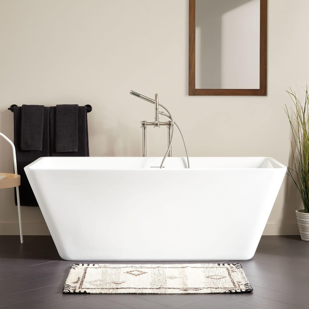 Signature Hardware 948782-64 Laxson 65" Acrylic Soaking Freestanding Tub with Integrated Drain and Overflow - White