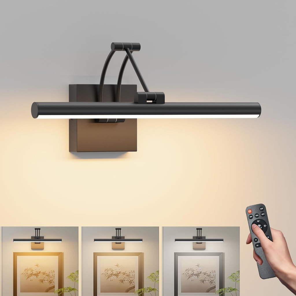 Tipace Black Hardwired Picture Lights for Paintings - 15.7 inch 3CCT Dimmable Modern Gallery Light with Remote Control Led Wall Art Lighting Display Artwork