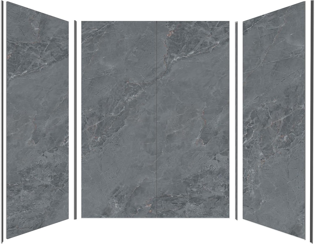 Bath Tub Surround Kits – Waterproof Wall Panels for Tubs – Glossy Finish & Seamless Pattern – Easy to Install Over Any Surface – Leakproof Design (W60'' x D32'' x H60'') – Basalt