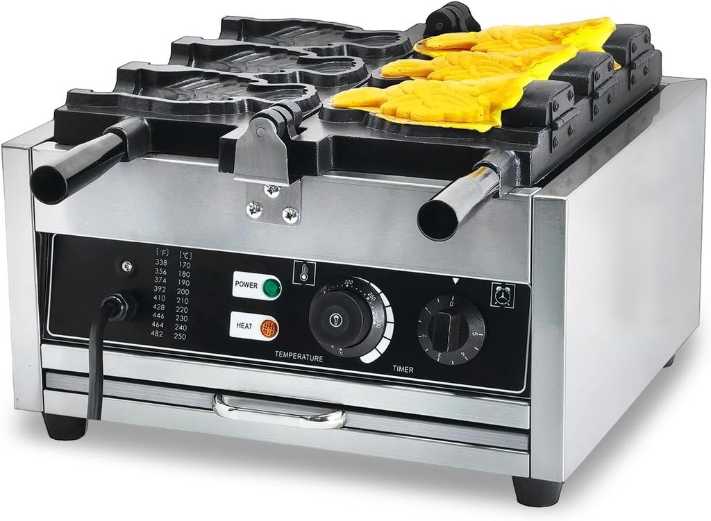 Commercial Taiyaki Fish shaped Waffle Maker,Stainless Steel Electric 3pcs Fish Taiyaki Waffle Maker,Non-Stick Ice Cream Filling Condition New