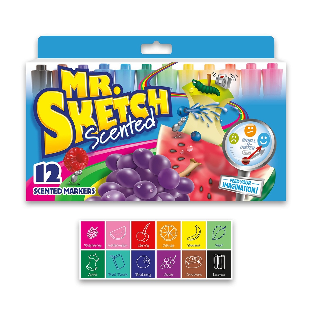 Mr. Sketch Scene markører, Chisel Tip, Diverse farver, 12 Greve - Sjov for børn, Farvelægning, Spark Kreativitet, kunst og håndværk