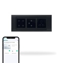 Aziot 6 Module Switch Board Plate Note 124; Smart 4 Touch, Fan Touch SW & Socket (Glas Finish) Note 124; WiFi + Babby;, Alexa & Siri (Black)