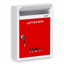 JD FRESH Wall Mount A4 Størrelse Brev Box / Mail Box / Suggestion Box / Klager Box for Office / Post Box for Home gate med Clear Window View & Secure Key Lock - (Red & Elvory)