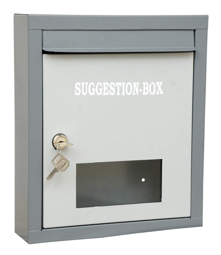 Lepose High Grade Metal Suggestion Box / Brev Box / Klager Box / Donation Box med to nøgle lås vægmontering eller på bordet overflade (grå)