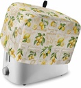 Summer Lemons Toaster Cover 2 Slice, Retro Farmhouse Botanical Fruit Leaves Dustproof Bread Machine Oven Cover with Storage Pockets, Fits Most Kitchen Toasters Protector