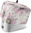 Pink Spring Floral Small Toaster Cover 2 Slice, Kitchen Appliance Covers with Pocket & Loop, Summer Flowers Botanical Retro Polyester Bread Machine Covers Dust & Fingerprint Protection