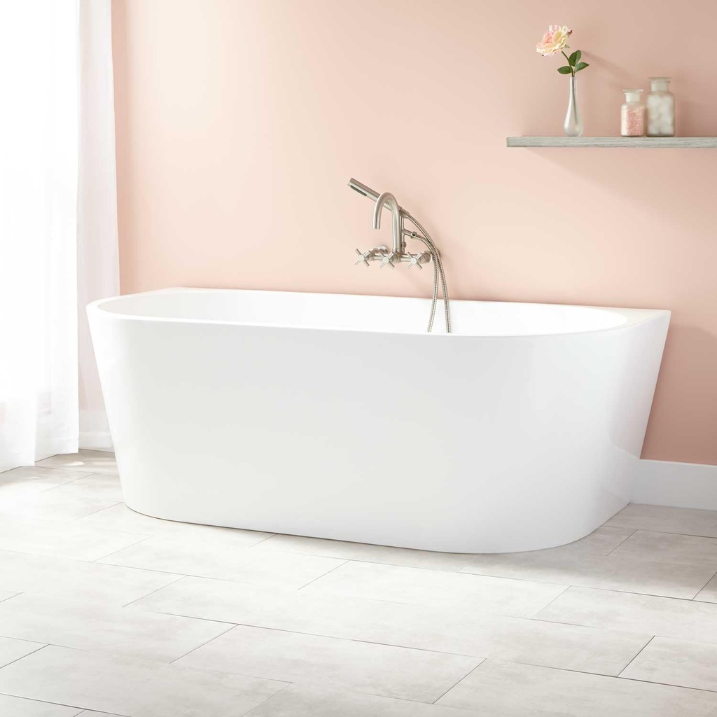 Signature Hardware 480864 Arrington 59" Acrylic Soaking Tub with Integrated Overflow and Drain - White