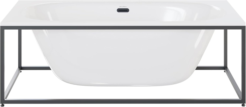 Swiss Madison Pierre 60" Soaking Freestanding Bathtub in Glossy White, Black Frame Included