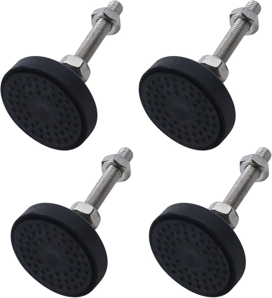 Antrader 4Pcs M8 Thread Adjustable Foot Cups Reinforced Nylon Base 2 Inch Diameter Articulated Feet Furniture Leg 2 Inch Thread Length Leveling Foot