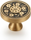 Brushed Brass Cabinet Knobs Modern Carved Bathroom Closet Kitchen Handles Round Gold Drawer Cupboard Cabinet Hardware (2)