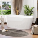 59" Acrylic Freestanding Bathtub, Glossy White Soaking Bathtub, Stand Alone Tub, Oval Bathtub with Chrome Overflow and Drain, Contemporary Free Standing Tub for Bathroom