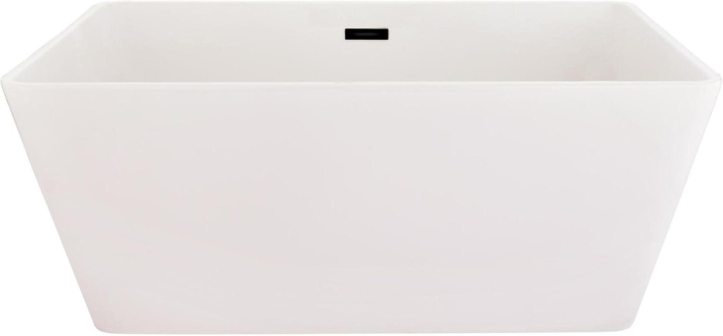 Regina 51" x 28" Acrylic Flatbottom Soaking Bathtub in White with Drain/Overflow