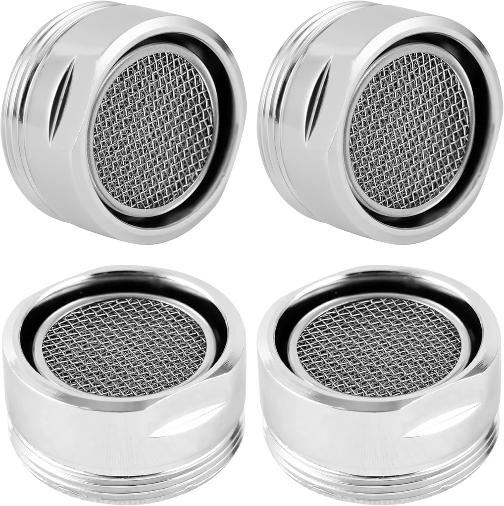 iFealClear 4 Pack Stainless Steel Faucet Aerator, Kitchen Sink Faucet Aerator Adapter with Brass Shell, 15/16 Inch/24 mm Male Thread Water-conserving Filter with Gasket for Bathroom, Chrome