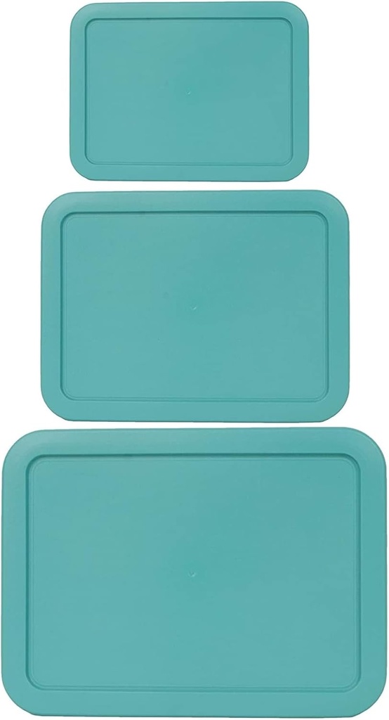 3, 6 & 11 Cup Turquoise Replacement Lids/Covers for Pyrex, Anchor Hocking & KlareWare Storage Bowls *Lids Only Glass Container Not Included* (3 Pack *One of Each Size*)