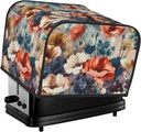 4 Slice Toaster Covers Bread Machine Cover Quilted Dustproof Fingerprint Protectors Small Washable Appliance Cover Blooming Floral Bread Maker Dust Protection Universal Size