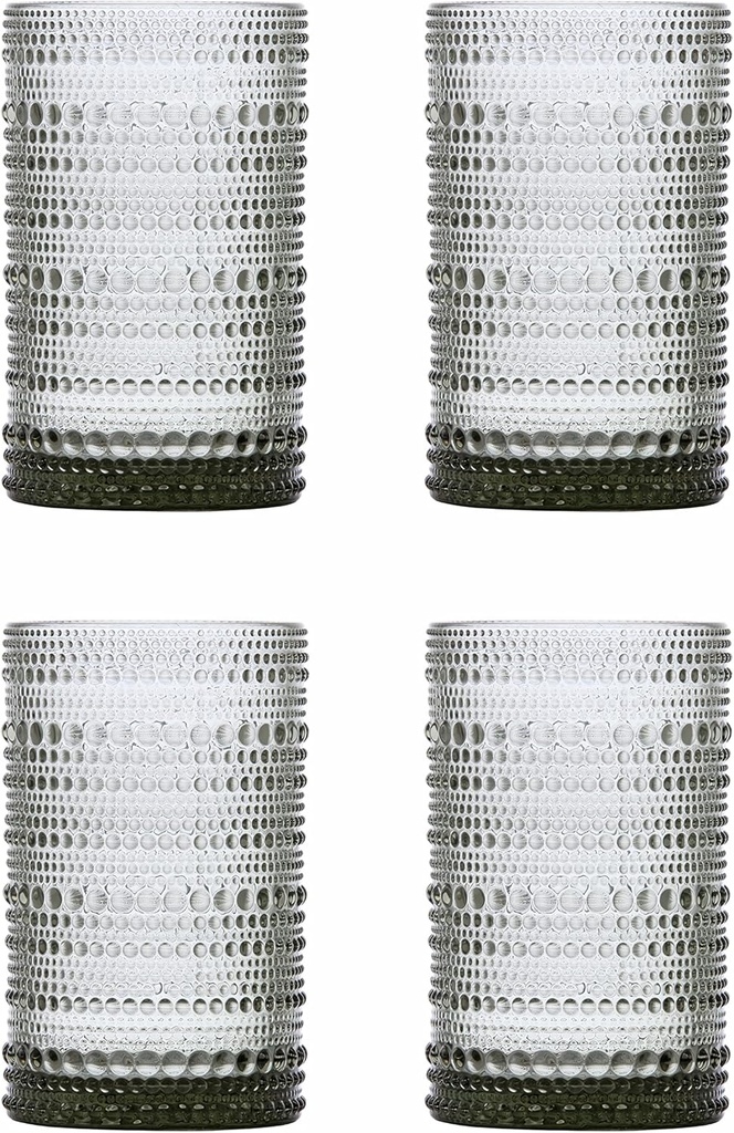 Fortessa Jupiter Beaded Hobnail Glass, 13 Ounce Iced Beverage (Set of 4), Smoke Gray
