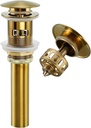 Bathroom Sink Drain Stopper Pop Up Drain,Swhyger Brushed Gold Sink Drain Assembly with Overflow,Bathroom Drain Hole Utility Sink Brass,83606-1BG.