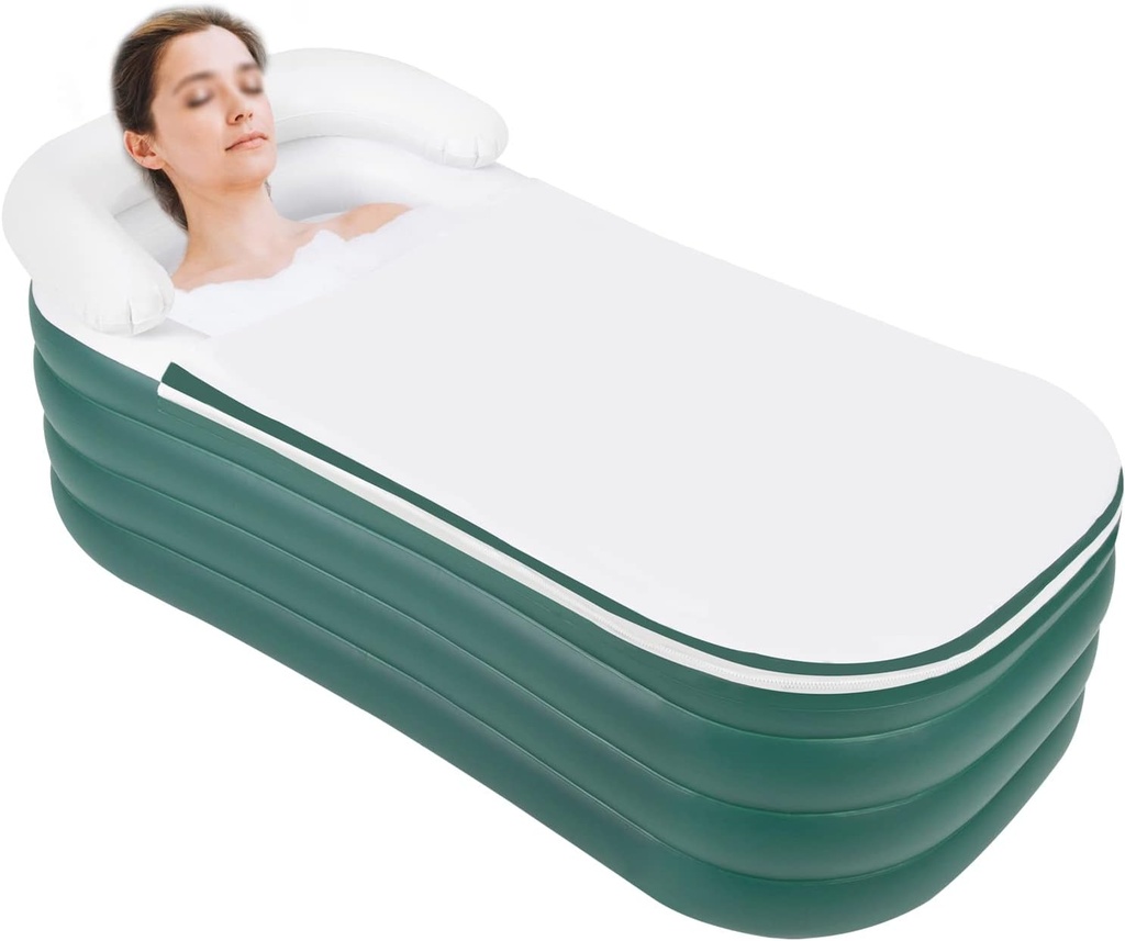 Inflatable Bathtub, Foldable Portable Standing Bathtub, Spa Soaking Adult Bathtub With Air Pump, For Shower Stall Hot Bath And Ice Bath 50.84 * 32.28 * 22.44", Dark Green