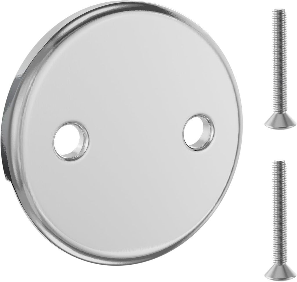 Bathtub Overflow Cover With Screw Replacement Delta Tub Overflow Plate and Shower Faucets Accessories,Fits Most Standard Bath Tub Drains with Two Holes - Chrome