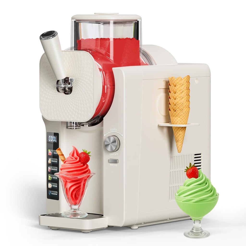 Slushie Machine for Home, 2025 Upgrade Soft Ice Cream Maker Frozen Drink Maker, 68oz No Ice Need Slushy Machine with 5 Preset Programs for Slushie, Spiked Slushie, Milk Shake, Ice Cream & Cold Drink