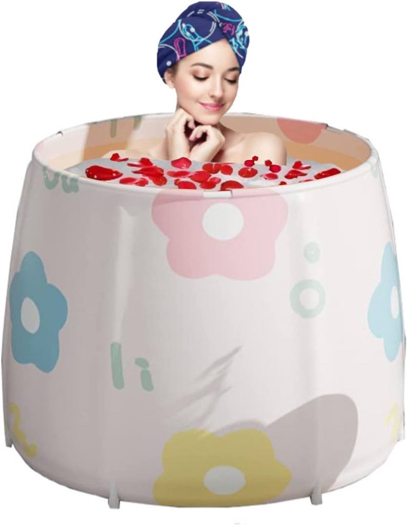 Portable Bathtub for Adults Foldable PVC SPA Soaking Standing Bath Tub for Shower Stall, Non-Inflatable Hot Ice Bath Tub with Thickened Thermal Foam to Keep Temperature