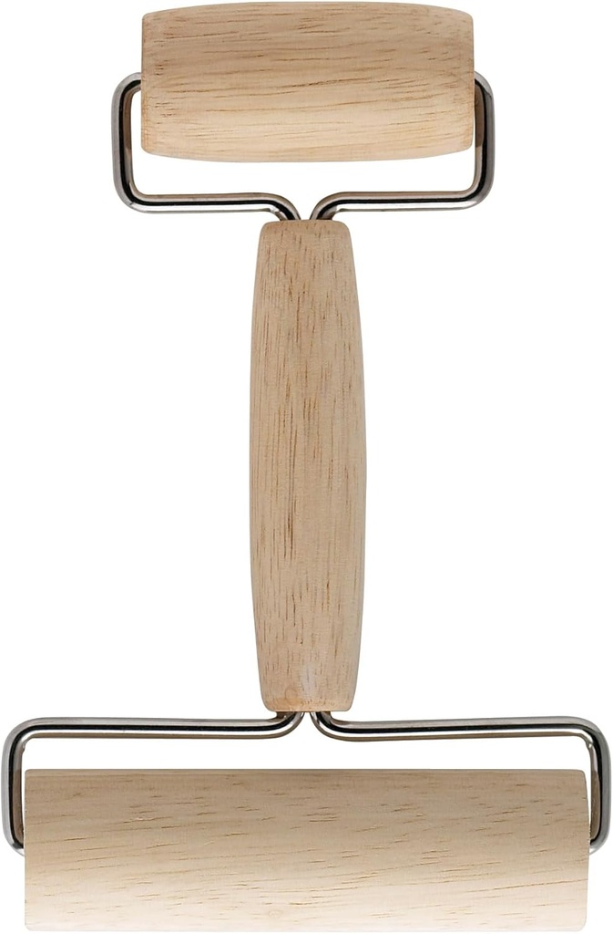 Mrs. Anderson’s Baking Double Dough Roller, Includes 4.125 and 2.375-Inch Wide Cylinders, Rubberwood
