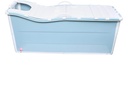 Portable Foldable Bathtub 53In Freestanding Bathtub with Lid & Drain-pipe, Blue Thickened Plastic Collapsible Soaking Bath Tub for Adults, Bearing Capacity 92.48lbs (with Lid)