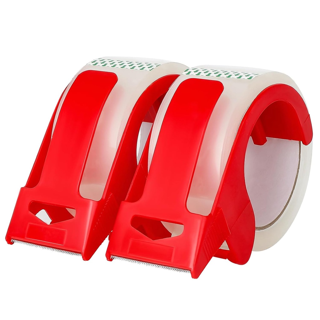2-Pack Clear Packing Tape with Dispenser-2.7mil x 1.88" x 55Y Heavy Duty Packing Tape for Moving Boxes-Moving Tape Strong Adhesive Packaging Tape.