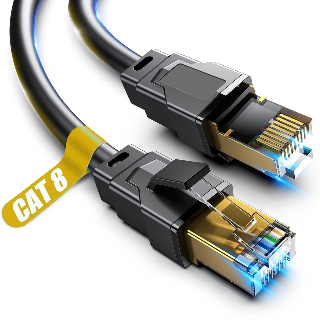 Vabogu Cat 8 Ethernet Cable, 1.5Ft 3Ft 6Ft 10Ft 15Ft 20Ft 30Ft 40Ft 50Ft 60Ft 100Ft Heavy Duty High Speed Internet Network Cable, Professional LAN Cable Shielded in Wall, Indoor&Outdoor