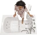 Ella Monaco 32"x52" Acrylic Hydro Massage Walk-In Bathtub with Left Outward Swing Door, 5 Piece Fast Fill Faucet, 2" Dual Drain