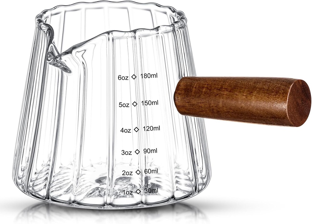 Espresso Shot Glass with Handle, 6 Oz/180 ml Espresso Cups with Single V-shaped Mouth, Measuring Cup for Milk Tea Coffee Bar Accessories(Clear,1 Pcs)