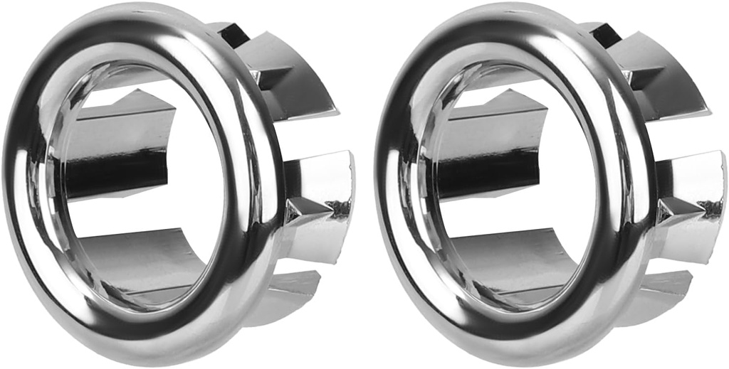2pcs Sink Overflow Ring, Chrome Bathroom Sink Overflow Trim Ring Universal Fit Drain Cover Hole Insert Cap Bath Parts for Kitchen Bathroom Basin Vanity & Ceramic Sinks