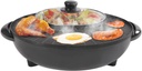 110V 1350W 2-in-1 Circular Hotpot Grill Combo Round Electric Hotpot Grill Frying Indoor Smokeless Non-stick BBQ Barbecue Grill Hot Pot Divider with Lid for 3-5 People, Black